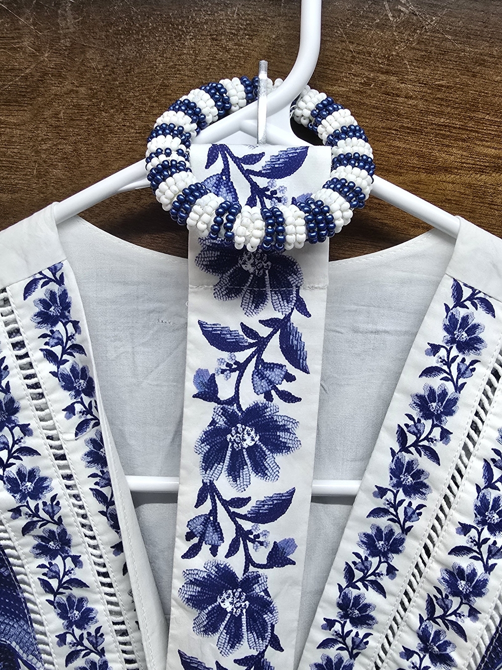 Romper Farm Rio White with Blue Floral Embroidery Xs - Picture 4 of 8